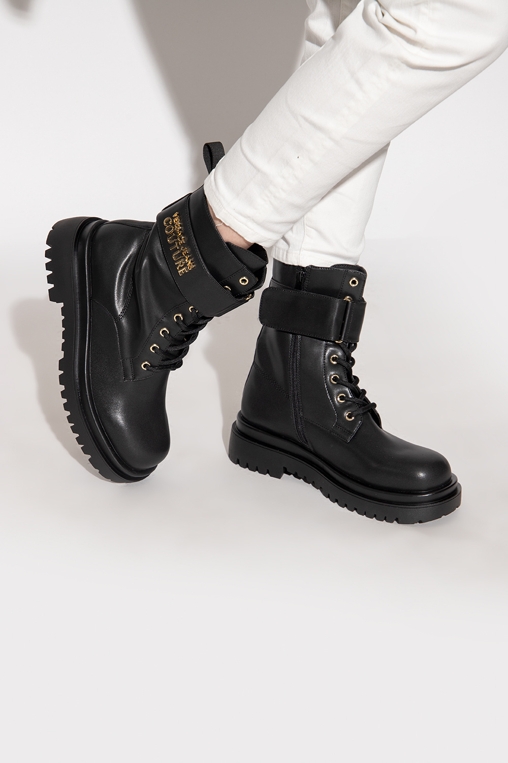 Embroidered combat boots best sale